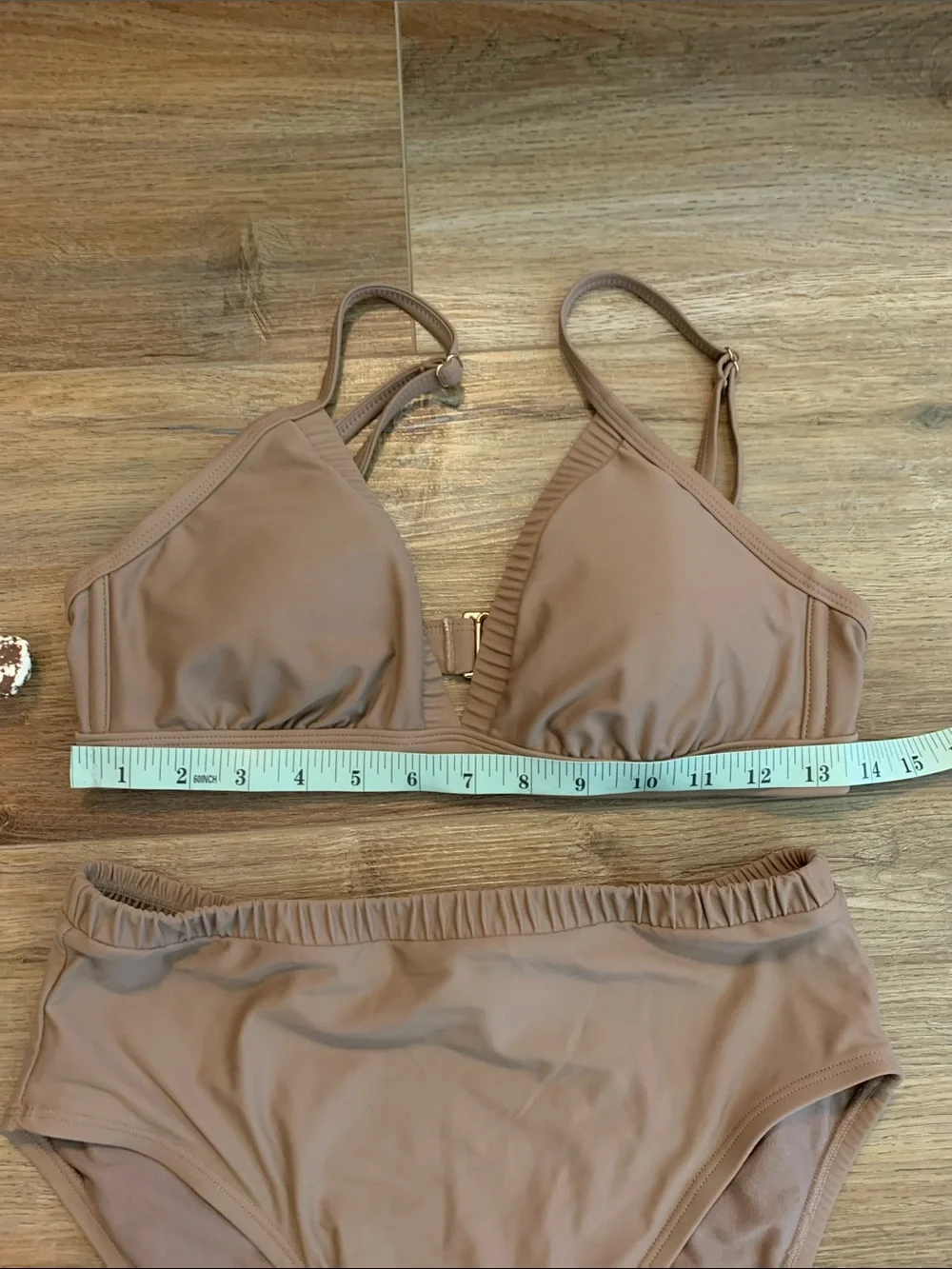 Kona Sol Taupe High-Waist Triangle Bikini Set size -M